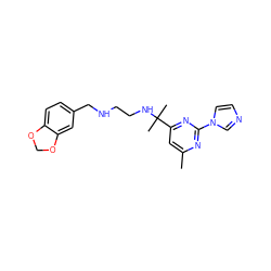 Cc1cc(C(C)(C)NCCNCc2ccc3c(c2)OCO3)nc(-n2ccnc2)n1 ZINC000034613977