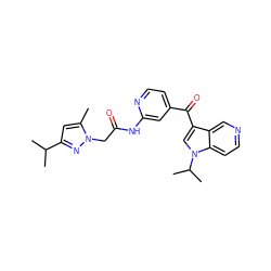 Cc1cc(C(C)C)nn1CC(=O)Nc1cc(C(=O)c2cn(C(C)C)c3ccncc23)ccn1 ZINC001772570091