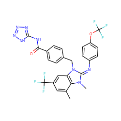 Cc1cc(C(F)(F)F)cc2c1n(C)/c(=N/c1ccc(OC(F)(F)F)cc1)n2Cc1ccc(C(=O)Nc2nnn[nH]2)cc1 ZINC000101455538