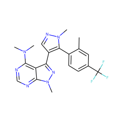 Cc1cc(C(F)(F)F)ccc1-c1c(-c2nn(C)c3ncnc(N(C)C)c23)cnn1C ZINC000169706123