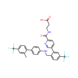 Cc1cc(C(F)(F)F)ccc1-c1ccc(NCc2ccc(C(F)(F)F)cc2-c2ccc(C(=O)NCCC(=O)O)nc2)cc1 ZINC000148459430