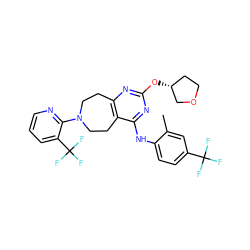 Cc1cc(C(F)(F)F)ccc1Nc1nc(O[C@@H]2CCOC2)nc2c1CCN(c1ncccc1C(F)(F)F)CC2 ZINC000145048960