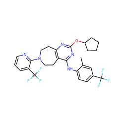 Cc1cc(C(F)(F)F)ccc1Nc1nc(OC2CCCC2)nc2c1CCN(c1ncccc1C(F)(F)F)CC2 ZINC000144852191