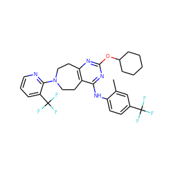 Cc1cc(C(F)(F)F)ccc1Nc1nc(OC2CCCCC2)nc2c1CCN(c1ncccc1C(F)(F)F)CC2 ZINC000144162966