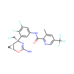 Cc1cc(C(F)(F)F)cnc1C(=O)Nc1cc(F)c(F)c([C@@]2(CF)N=C(N)O[C@@H]3C[C@@H]32)c1 ZINC000217450052