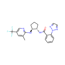 Cc1cc(C(F)(F)F)cnc1N[C@H]1CCC[C@@H]1NC(=O)c1ccccc1-n1nccn1 ZINC001772656290