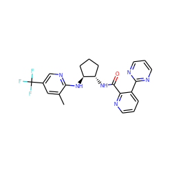 Cc1cc(C(F)(F)F)cnc1N[C@H]1CCC[C@@H]1NC(=O)c1ncccc1-c1ncccn1 ZINC001772637868