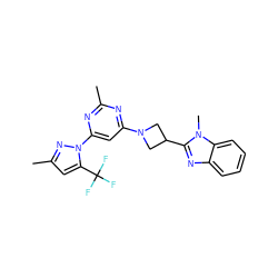 Cc1cc(C(F)(F)F)n(-c2cc(N3CC(c4nc5ccccc5n4C)C3)nc(C)n2)n1 ZINC000143069972