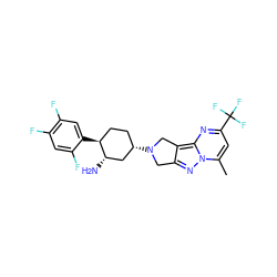 Cc1cc(C(F)(F)F)nc2c3c(nn12)CN([C@H]1CC[C@H](c2cc(F)c(F)cc2F)[C@@H](N)C1)C3 ZINC000653864103