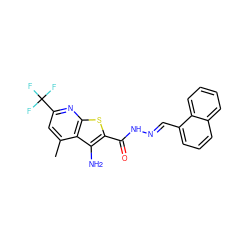 Cc1cc(C(F)(F)F)nc2sc(C(=O)N/N=C/c3cccc4ccccc34)c(N)c12 ZINC000071318493