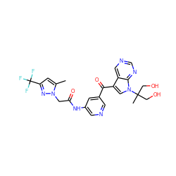 Cc1cc(C(F)(F)F)nn1CC(=O)Nc1cncc(C(=O)c2cn(C(C)(CO)CO)c3ncncc23)c1 ZINC000169707794