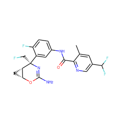 Cc1cc(C(F)F)cnc1C(=O)Nc1ccc(F)c([C@@]2(CF)N=C(N)O[C@@H]3C[C@@H]32)c1 ZINC000226094787