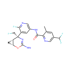 Cc1cc(C(F)F)cnc1C(=O)Nc1cnc(F)c([C@@]2(CF)N=C(N)O[C@@H]3C[C@@H]32)c1 ZINC000226086804