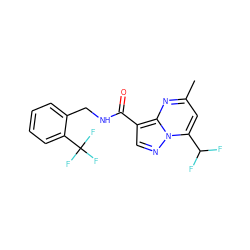 Cc1cc(C(F)F)n2ncc(C(=O)NCc3ccccc3C(F)(F)F)c2n1 ZINC000002784313