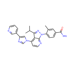 Cc1cc(C(N)=O)ccc1-n1nc(C(C)C)c2c(-n3cnc(-c4cccnc4)c3)ccnc21 ZINC000169703537