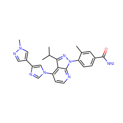 Cc1cc(C(N)=O)ccc1-n1nc(C(C)C)c2c(-n3cnc(-c4cnn(C)c4)c3)ccnc21 ZINC000169703508