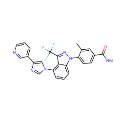 Cc1cc(C(N)=O)ccc1-n1nc(C(F)(F)F)c2c(-n3cnc(-c4cccnc4)c3)cccc21 ZINC000200929643