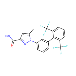 Cc1cc(C(N)=O)nn1-c1cccc(-c2c(C(F)(F)F)cccc2C(F)(F)F)c1 ZINC000058590692