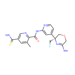 Cc1cc(C(N)=S)cnc1C(=O)Nc1cc([C@@]2(CF)COCC(N)=N2)ccn1 ZINC000143168649