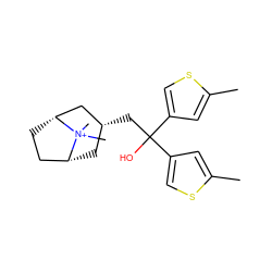 Cc1cc(C(O)(C[C@@H]2C[C@@H]3CC[C@H](C2)[N+]3(C)C)c2csc(C)c2)cs1 ZINC000103235726