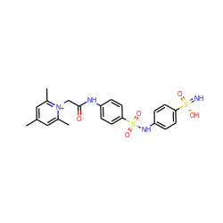 Cc1cc(C)[n+](CC(=O)Nc2ccc(S(=O)(=O)Nc3ccc([S@](=N)(=O)O)cc3)cc2)c(C)c1 ZINC000377810350