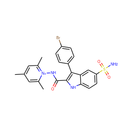 Cc1cc(C)[n+](NC(=O)c2[nH]c3ccc(S(N)(=O)=O)cc3c2-c2ccc(Br)cc2)c(C)c1 ZINC000040878843