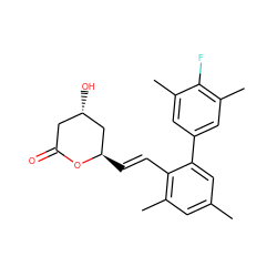 Cc1cc(C)c(/C=C/[C@@H]2C[C@@H](O)CC(=O)O2)c(-c2cc(C)c(F)c(C)c2)c1 ZINC000029483956