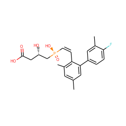 Cc1cc(C)c(/C=C\[P@@](=O)(O)C[C@@H](O)CC(=O)O)c(-c2ccc(F)c(C)c2)c1 ZINC000013885268