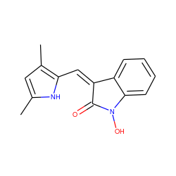 Cc1cc(C)c(/C=C2\C(=O)N(O)c3ccccc32)[nH]1 ZINC000013671620