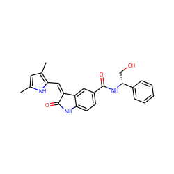 Cc1cc(C)c(/C=C2\C(=O)Nc3ccc(C(=O)N[C@H](CO)c4ccccc4)cc32)[nH]1 ZINC001772580723