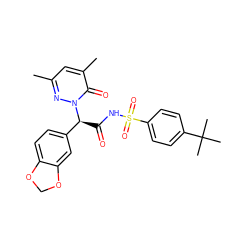 Cc1cc(C)c(=O)n([C@@H](C(=O)NS(=O)(=O)c2ccc(C(C)(C)C)cc2)c2ccc3c(c2)OCO3)n1 ZINC000026671708