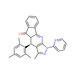 Cc1cc(C)c([C@@H]2c3c(C)nn(-c4ccccn4)c3N=C3c4ccccc4C(=O)C32)c(C)c1 ZINC000101624868