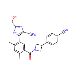 Cc1cc(C)c(-c2[nH]c(CO)nc2C#N)cc1C(=O)N1CC(c2ccc(C#N)cc2)C1 ZINC000219073489