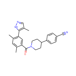 Cc1cc(C)c(-c2[nH]ncc2C)cc1C(=O)N1CCC(c2ccc(C#N)cc2)CC1 ZINC000220777580