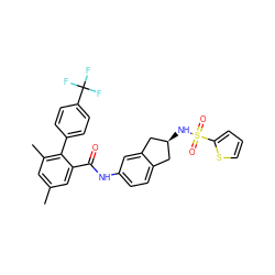 Cc1cc(C)c(-c2ccc(C(F)(F)F)cc2)c(C(=O)Nc2ccc3c(c2)C[C@@H](NS(=O)(=O)c2cccs2)C3)c1 ZINC000027523718