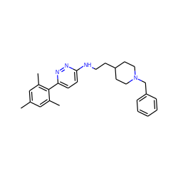 Cc1cc(C)c(-c2ccc(NCCC3CCN(Cc4ccccc4)CC3)nn2)c(C)c1 ZINC000013863634