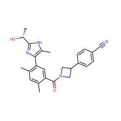 Cc1cc(C)c(-c2nc([C@@H](C)O)[nH]c2C)cc1C(=O)N1CC(c2ccc(C#N)cc2)C1 ZINC000219090761