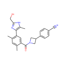 Cc1cc(C)c(-c2nc(CO)[nH]c2C)cc1C(=O)N1CC(c2ccc(C#N)cc2)C1 ZINC000218969042