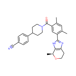 Cc1cc(C)c(-c2nc3c([nH]2)[C@H](C)OCC3)cc1C(=O)N1CCC(c2ccc(C#N)cc2)CC1 ZINC000149993752