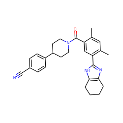 Cc1cc(C)c(-c2nc3c([nH]2)CCCC3)cc1C(=O)N1CCC(c2ccc(C#N)cc2)CC1 ZINC000098185412