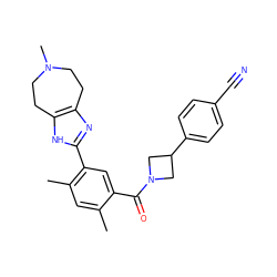 Cc1cc(C)c(-c2nc3c([nH]2)CCN(C)CC3)cc1C(=O)N1CC(c2ccc(C#N)cc2)C1 ZINC000219090084