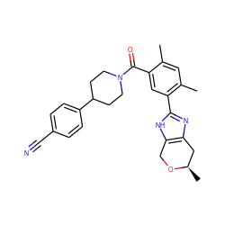 Cc1cc(C)c(-c2nc3c([nH]2)CO[C@H](C)C3)cc1C(=O)N1CCC(c2ccc(C#N)cc2)CC1 ZINC000150325624