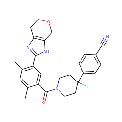 Cc1cc(C)c(-c2nc3c([nH]2)COCC3)cc1C(=O)N1CCC(F)(c2ccc(C#N)cc2)CC1 ZINC000150050984