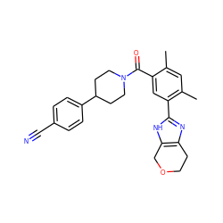 Cc1cc(C)c(-c2nc3c([nH]2)COCC3)cc1C(=O)N1CCC(c2ccc(C#N)cc2)CC1 ZINC000150014263