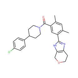 Cc1cc(C)c(-c2nc3c([nH]2)COCC3)cc1C(=O)N1CCC(c2ccc(Cl)cc2)CC1 ZINC000150200697