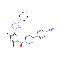 Cc1cc(C)c(-c2nnc(N3CCOCC3)[nH]2)cc1C(=O)N1CCC(c2ccc(C#N)cc2)CC1 ZINC000150309810