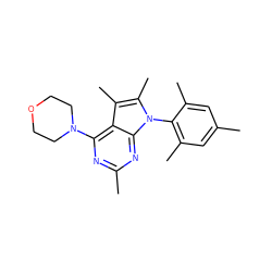 Cc1cc(C)c(-n2c(C)c(C)c3c(N4CCOCC4)nc(C)nc32)c(C)c1 ZINC000013795084