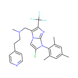 Cc1cc(C)c(-n2c(Cl)cn3c(CN(C)CCc4ccncc4)c(C(F)(F)F)nc23)c(C)c1 ZINC000049037170