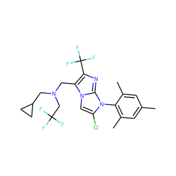 Cc1cc(C)c(-n2c(Cl)cn3c(CN(CC4CC4)CC(F)(F)F)c(C(F)(F)F)nc23)c(C)c1 ZINC000042857443