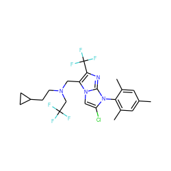 Cc1cc(C)c(-n2c(Cl)cn3c(CN(CCC4CC4)CC(F)(F)F)c(C(F)(F)F)nc23)c(C)c1 ZINC000034314363